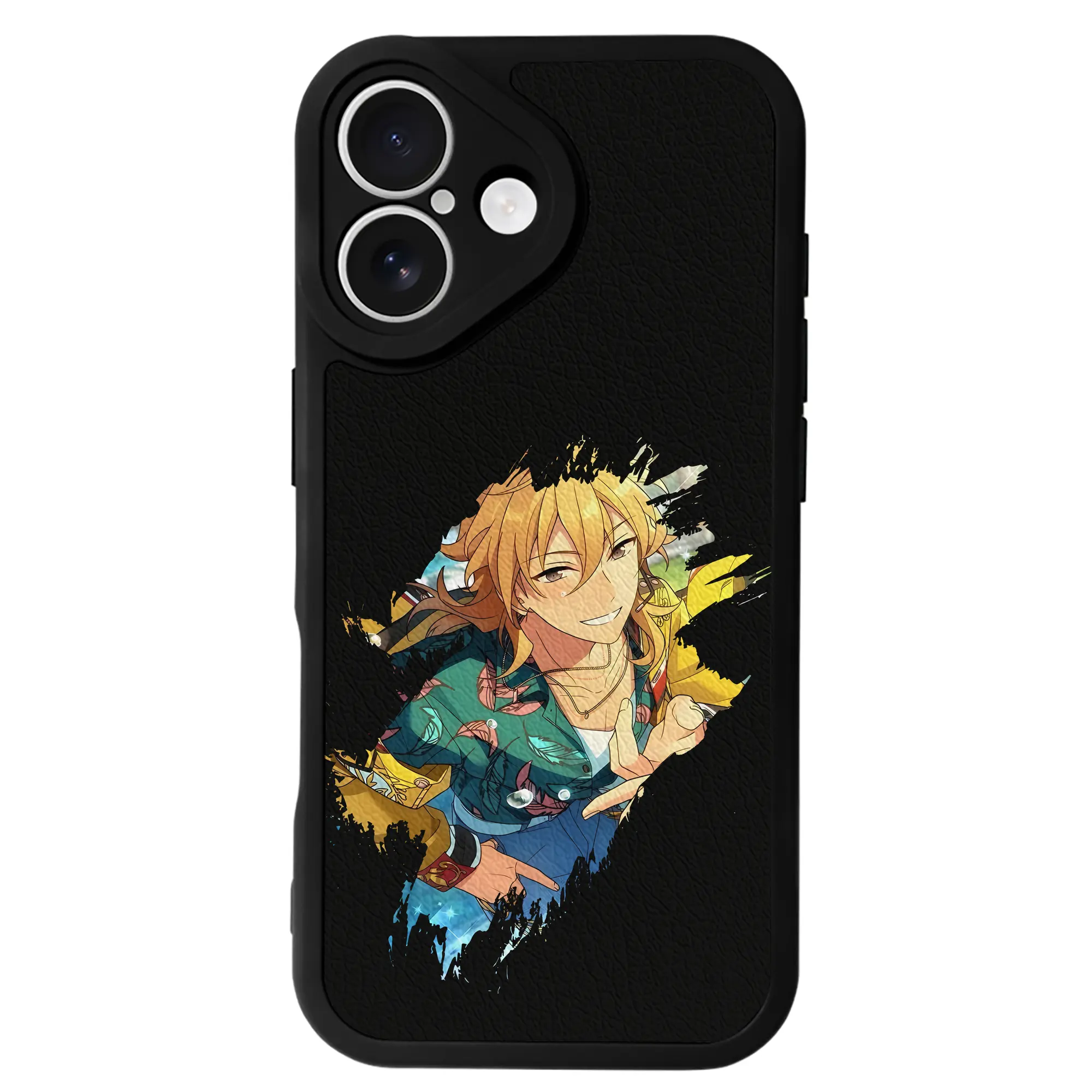 あんさん ぶる グッズ UNDEAD 羽風薫 - IPhone 16シリーズ対応 ・ シリコンスマホケース ・ レザー調 ・ 高精度フィット ・ 耐衝撃 ・ ワイヤレス充電対応 ・ 精密カット